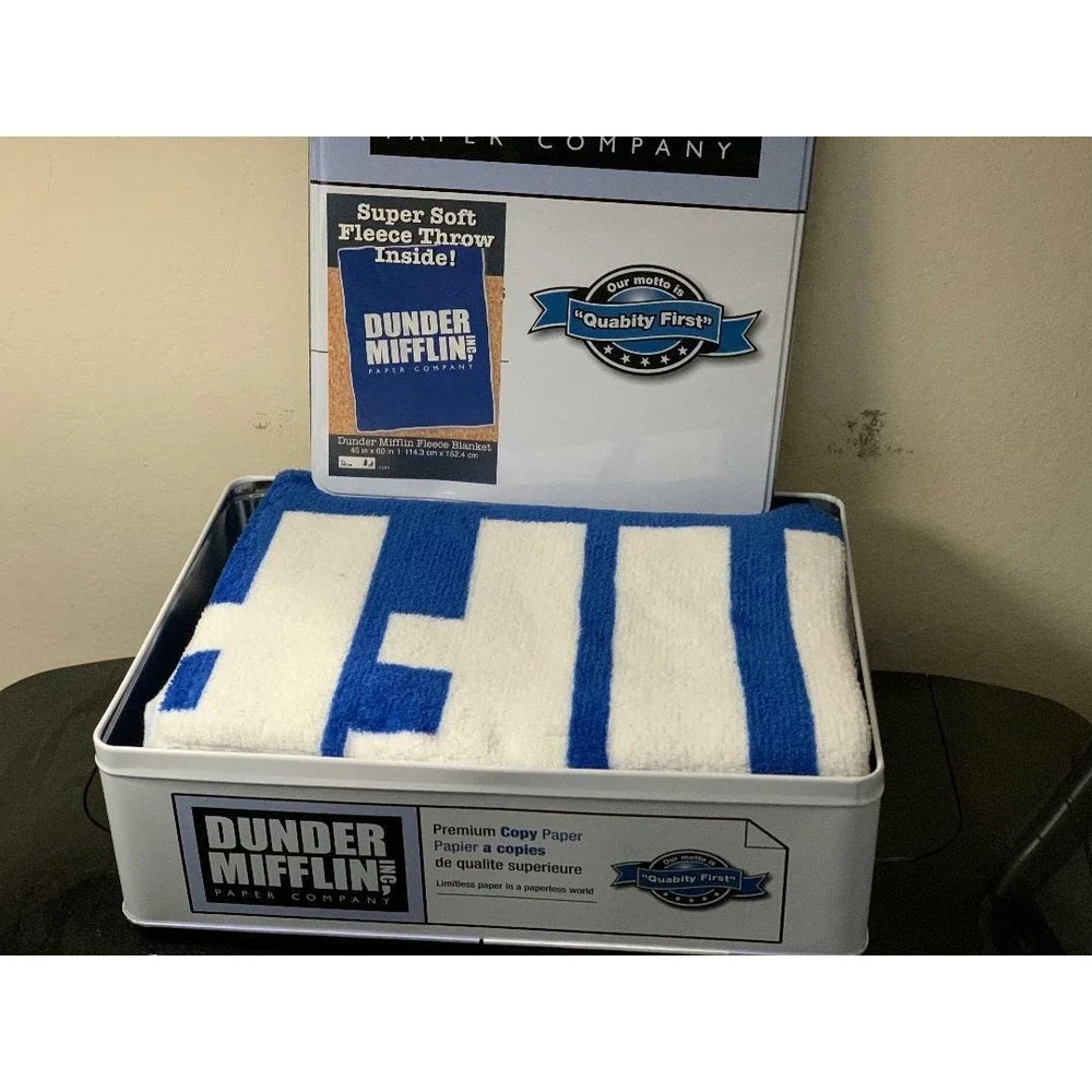 The Office Dunder Mifflin Throw Blanket In Collectible Tin Exclusive Brand New